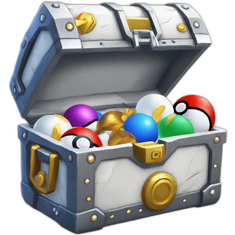 Pokemon Game LootCase White Color Rich Treasure Legendary Epic Pokeballs and Pokemons Inside emoji