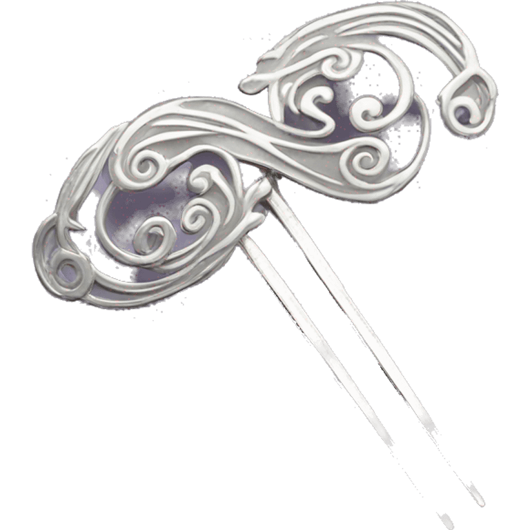 silver metal chinese hair pin emoji