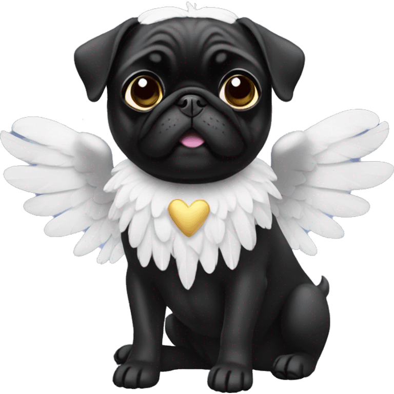 black pug with angel wings emoji