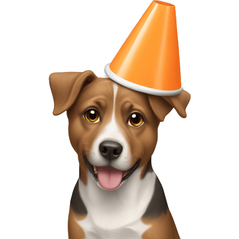 Dog wearing a cone emoji