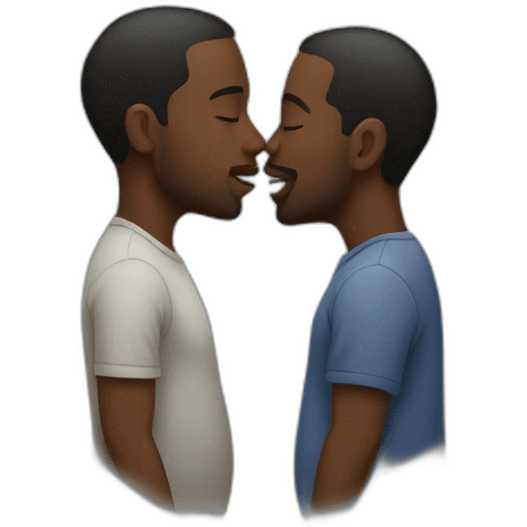 Two Pregnant black men kissing emoji