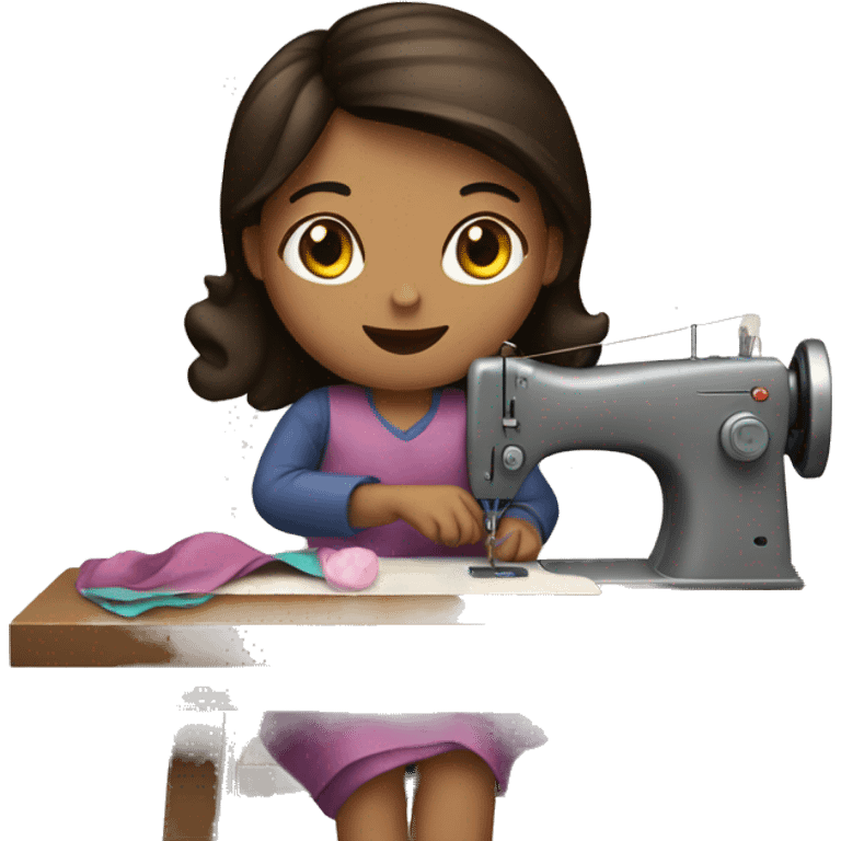 Brunette girl sewing  emoji