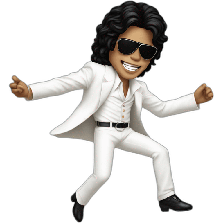 Michael Jackson in his white suit doing the 90⁰ move emoji