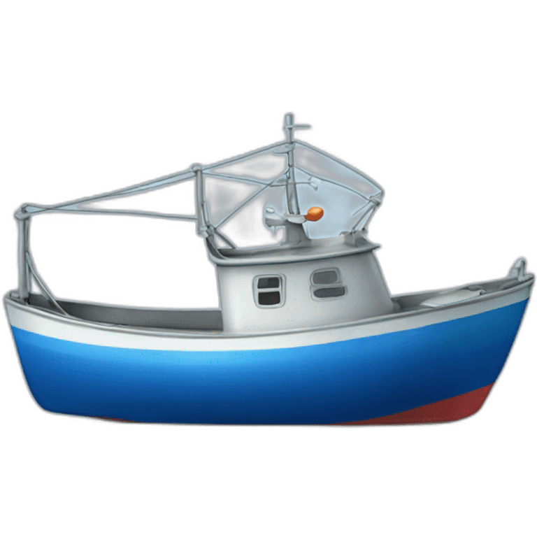 Realistic small can of tuna showing a sailling boat only blue colors emoji