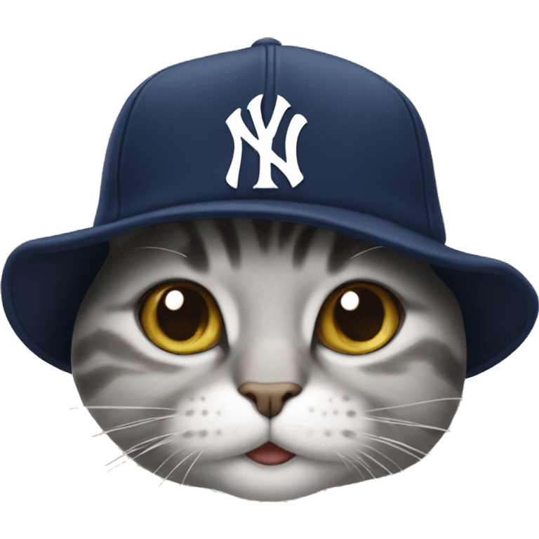 Cat wearing an yankees hat emoji