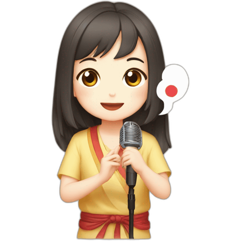 cute girl Taiwanese Pilgrimage Sing mic emoji