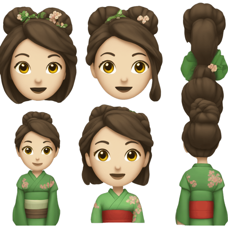 Geisha with green eyes and brown hair  emoji