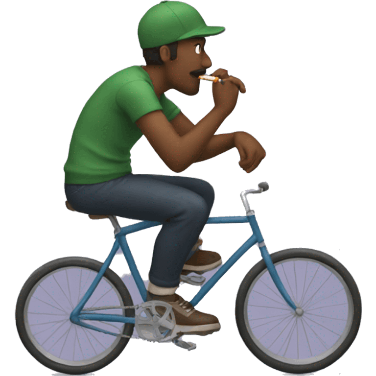 A man smoking dank while riding a bicycle emoji