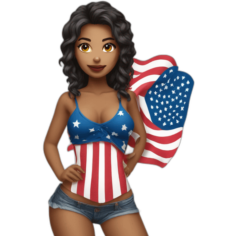 Sexy girl wearing American flag emoji