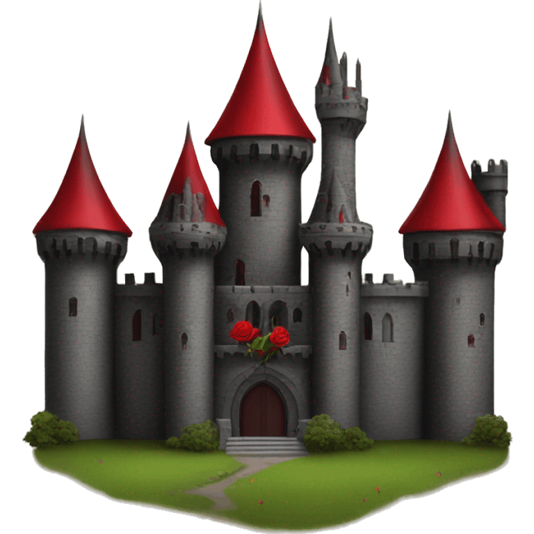 Black and red gothic castle with roses emoji