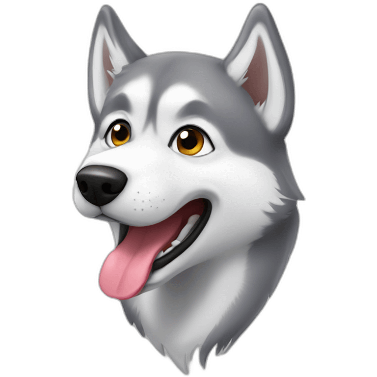 light grey husky tounge out emoji