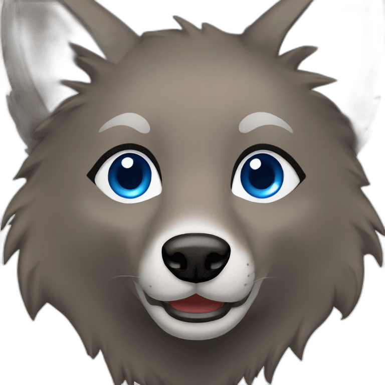 Brown female wolf blue eyes  emoji