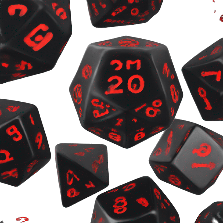 D20 dice black with red numbers glowing emoji