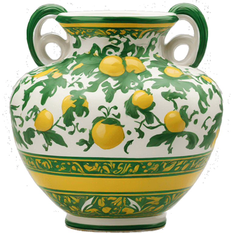 Deruta vase white green and yellow  emoji