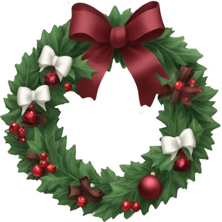 Wine red Christmas wreath with white bow emoji