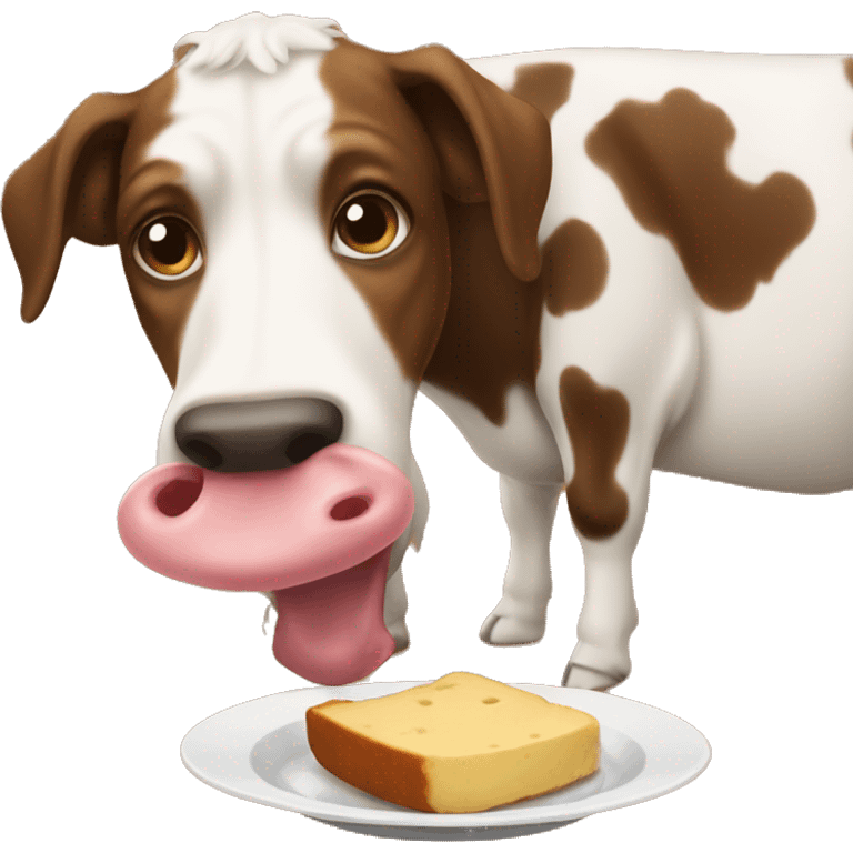 Dog eating cow emoji