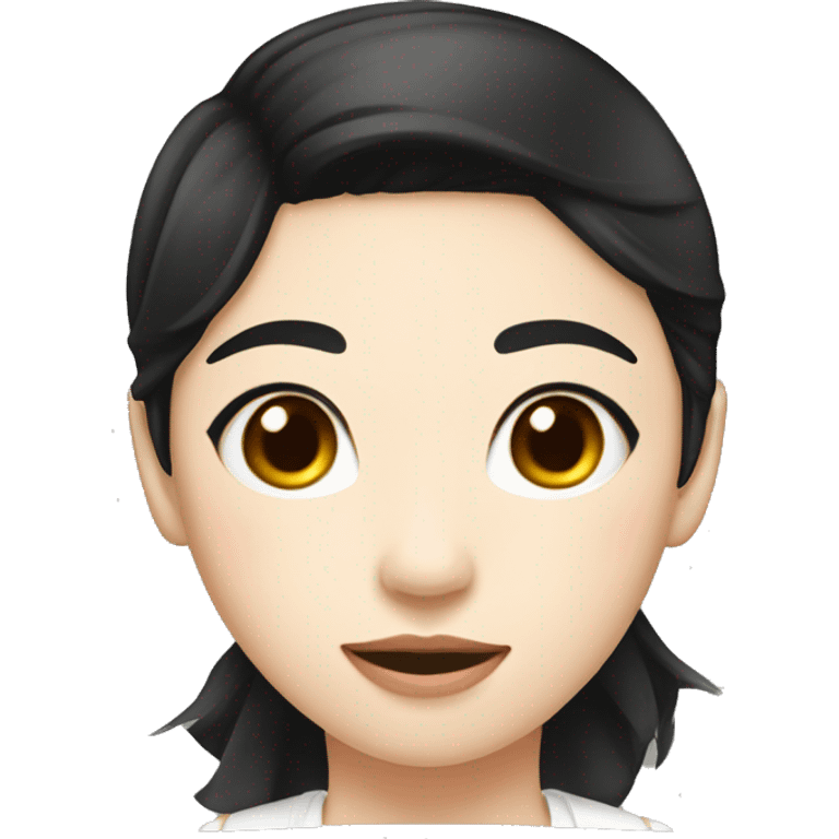 fermer korean girl short black hair sharp jawline, attractive emoji