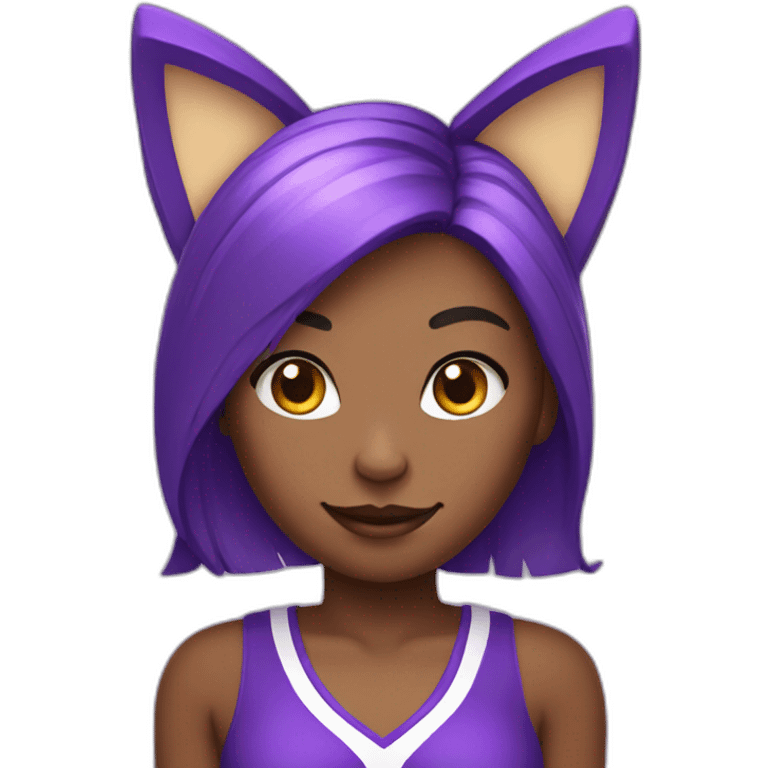 Cheerleader purple girl with cat ears and a tail emoji