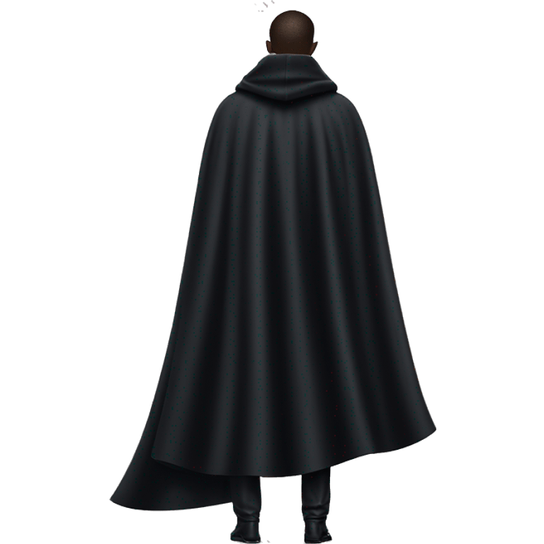 back profile of black magician, cape that says Dior, text Dior on the cape emoji