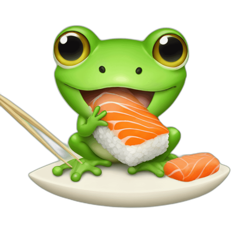 Cute Baby frog eating sushi emoji