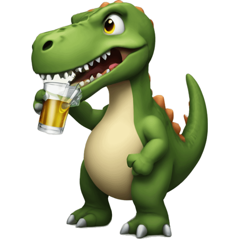 Dinosaur drinking aguardiente in medellin emoji