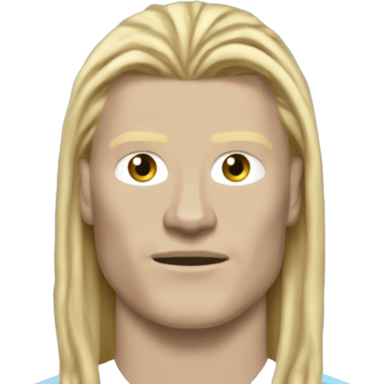 Erling Haaland with long hairs full body Manchester City emoji