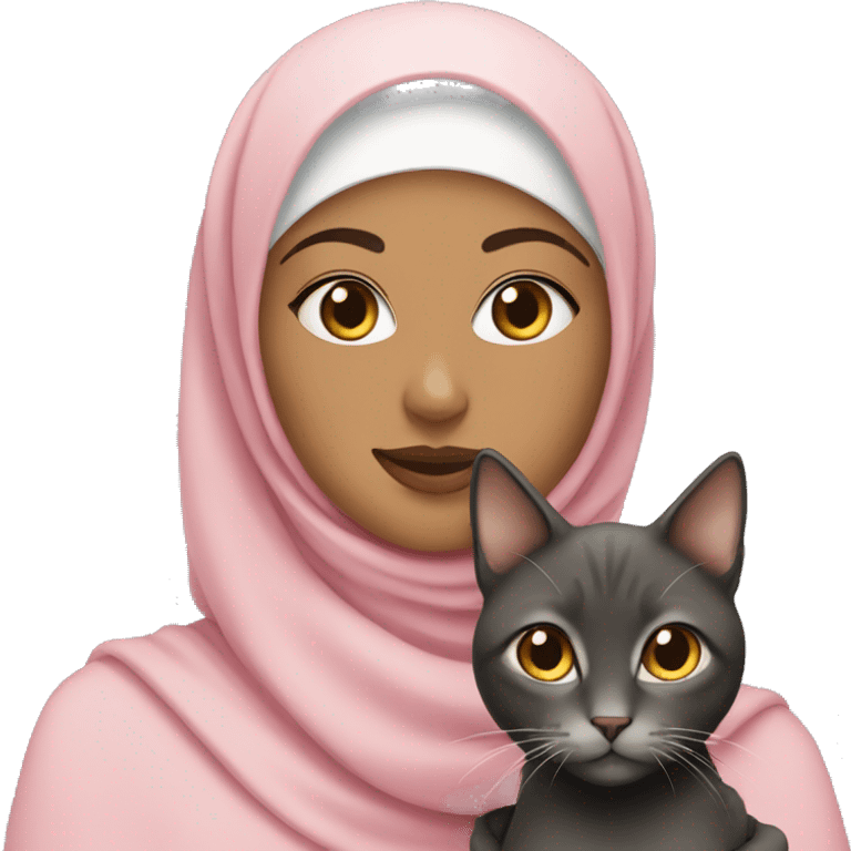 pretty woman with hijab holding a cat emoji