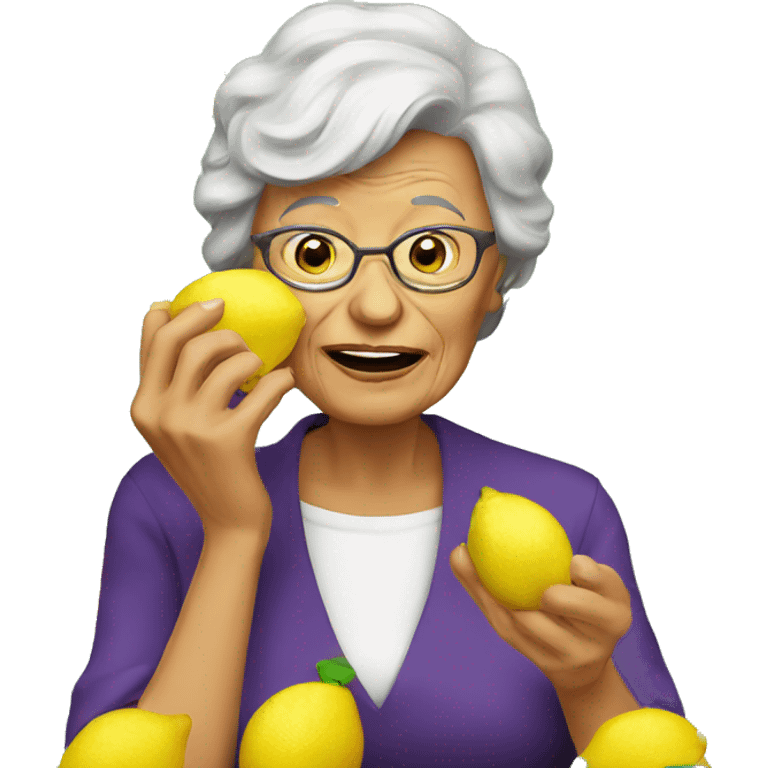 Nana eating lemons emoji