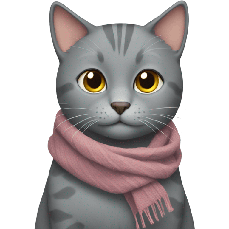 Grey cat with scarf emoji