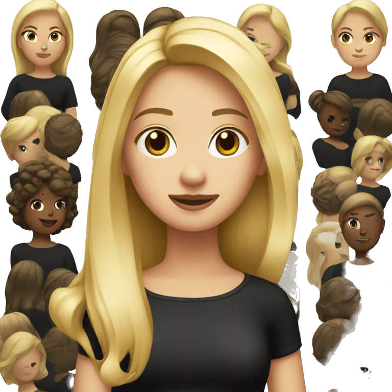 blonde girl straight hair in a black dress emoji