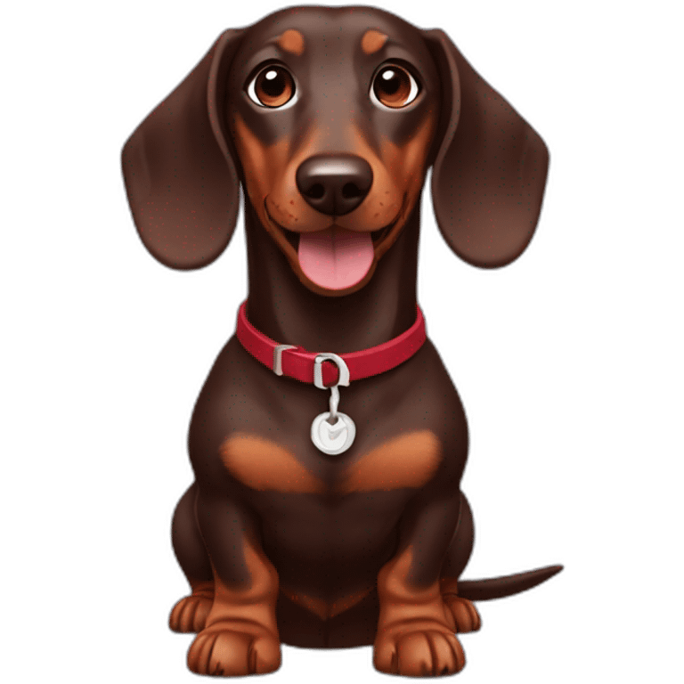 dachshund chocolate dark  red collar emoji