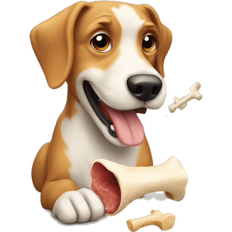 a dog eating a bone emoji