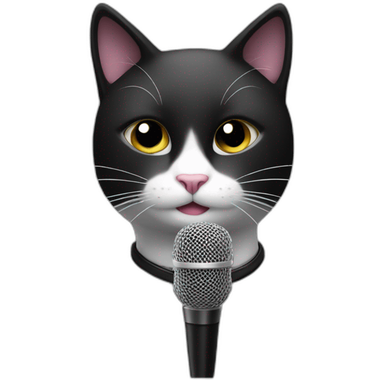 Karaoke-black-and-white-cat emoji