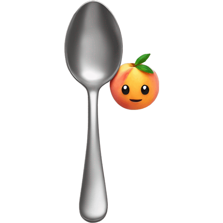 Spoon inside a peach emoji