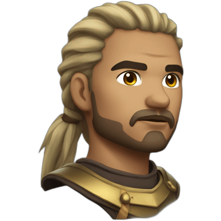 A badass male warrior with a cleft lip and long pony tail emoji