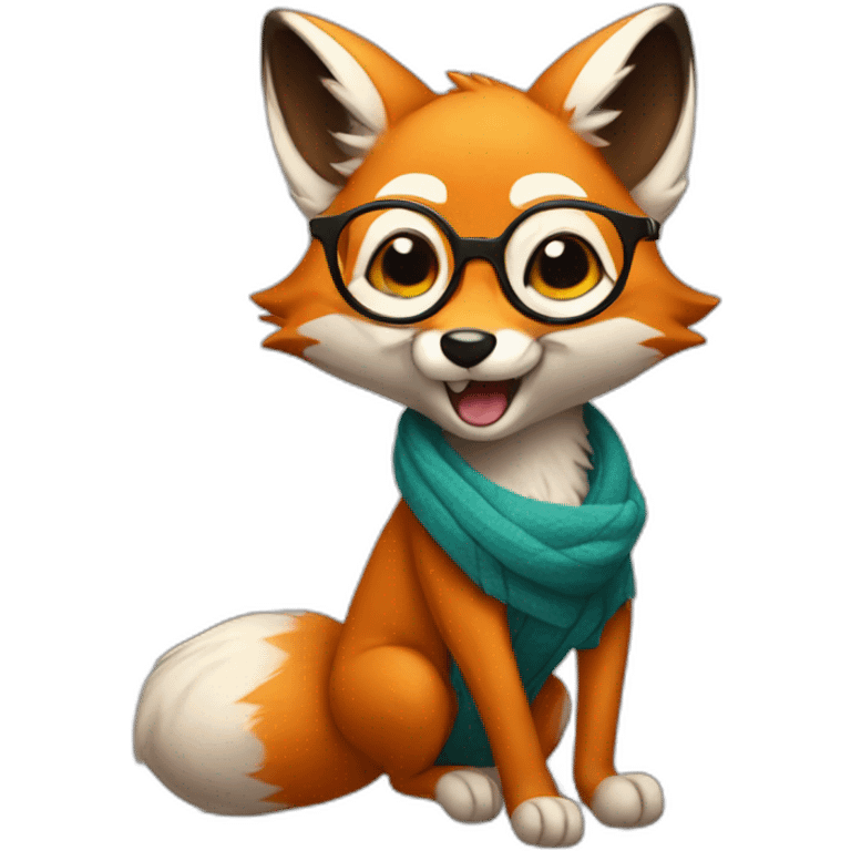 cute fox fenek in glasses dancing emoji