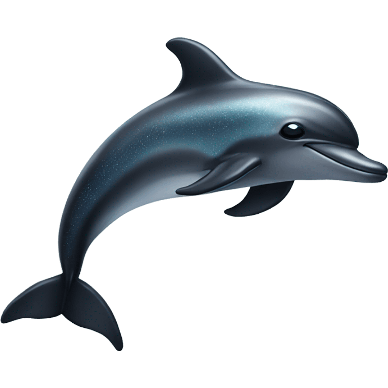 black dolphin with sparkles like that of a sun’s on water emoji