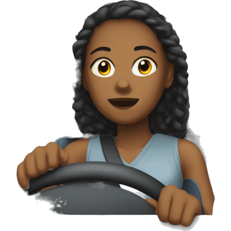 young woman going on a long drive emoji