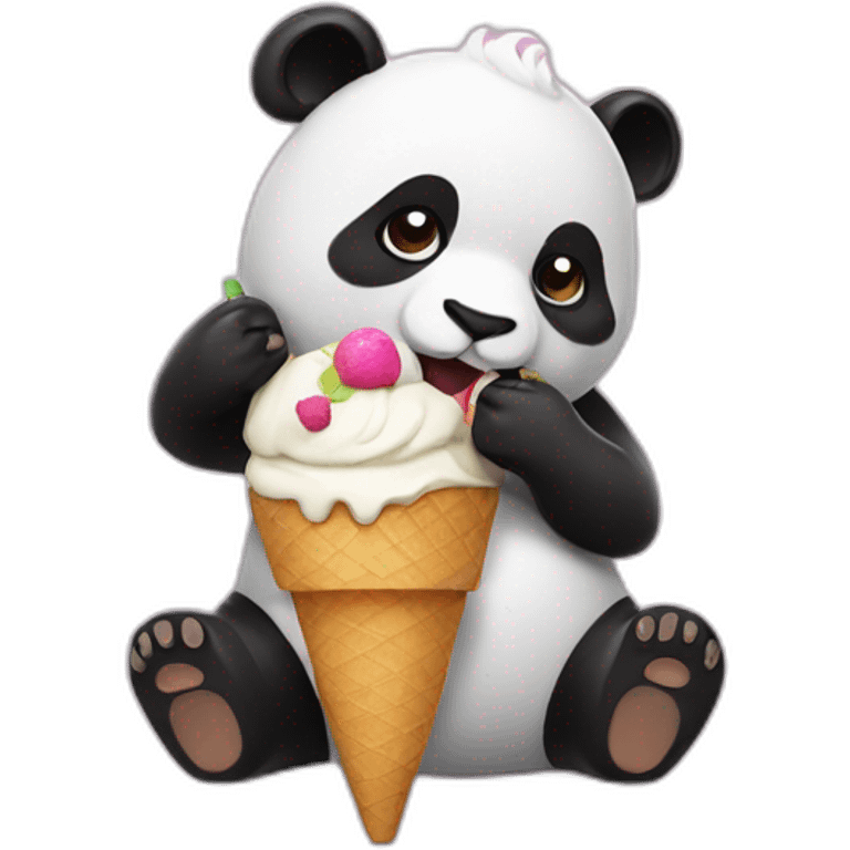 panda with ice cream emoji