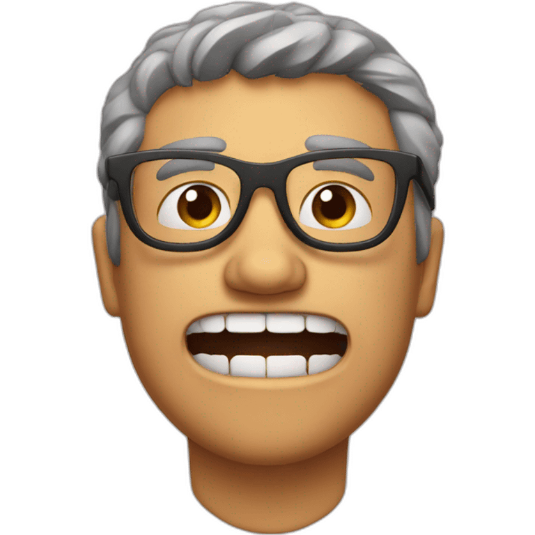 a man who bite his glasses in his mouth emoji