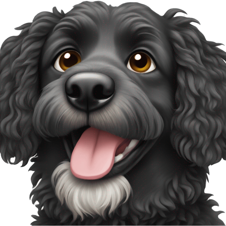 Black Aussie doodle dog emoji