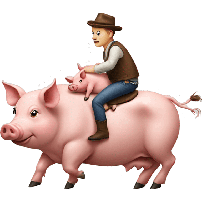 Pig riding a cows back emoji