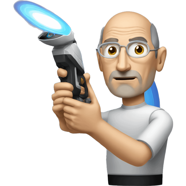 steve jobs with a star trek phaser that is shooting hypnotic spirals emoji