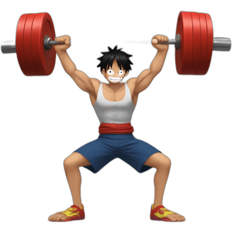 Luffy making Weightlifting emoji