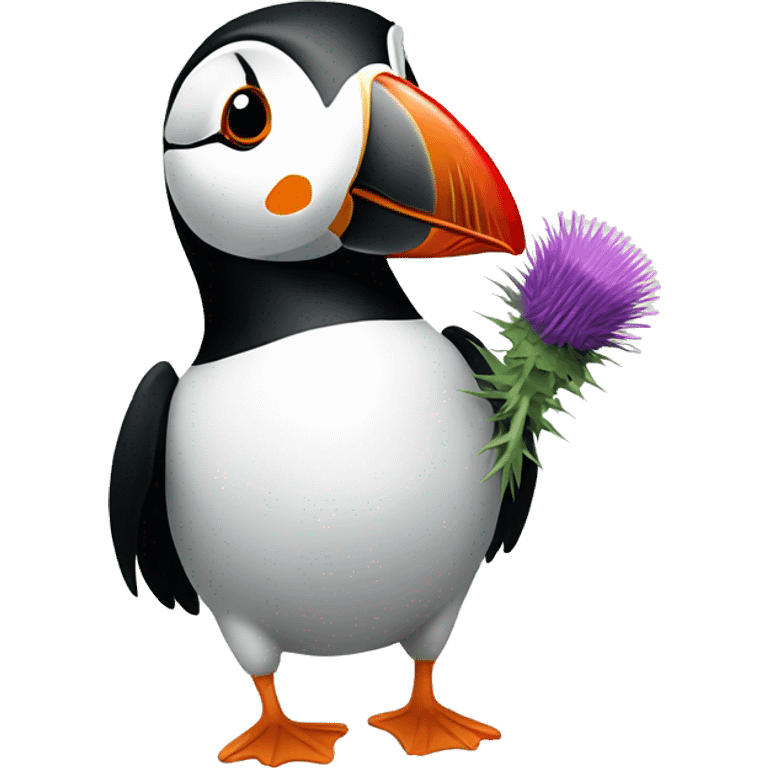 A puffin with a thistle  emoji