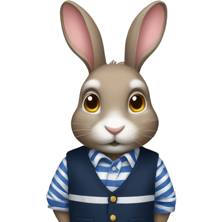 Rabbit wearing stripe shirt and navy vest emoji