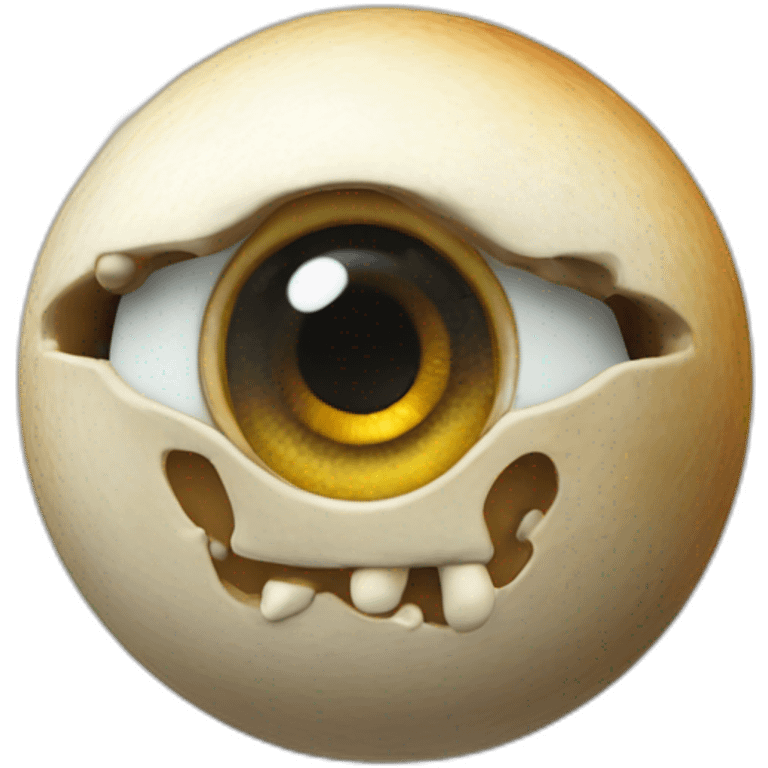 3d sphere with a cartoon Mooshroom skin texture with Eye of Horus emoji