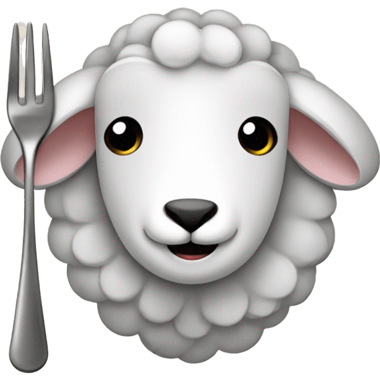 Sheep with cutlery emoji