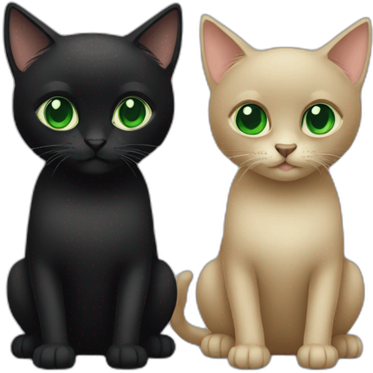 Two black cats with green eyes emoji