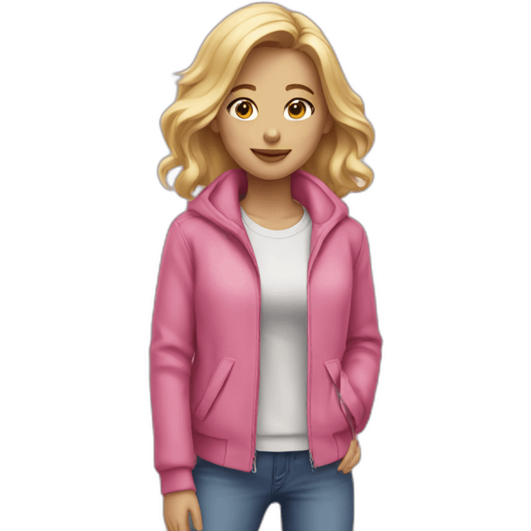 blonde girl in pink jacket emoji